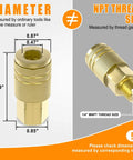 26 Piece Air Coupler And Plug Kit With One Quarter Inch NPT Quick Connect Fittings For Air Hose And Compressor Accessories brass coupler front view
