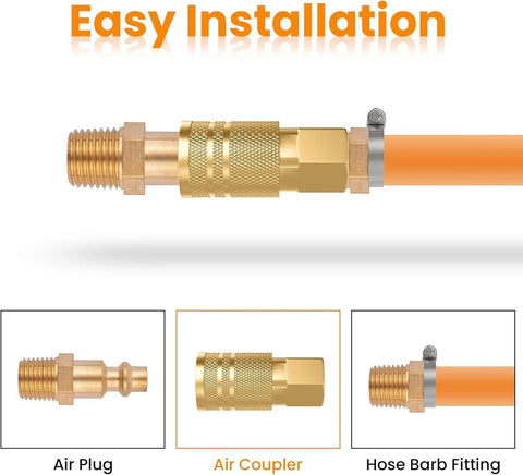 Brass 1/4 Inch NPT Air Coupler Set 5 Pack Quick Connect Fittings For Pneumatic Systems Female Couplers No Leak Push To Connect