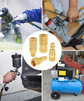 Brass 1/4 Inch NPT Air Coupler Set 5 Pack Quick Connect Fittings For Pneumatic Systems Female Couplers in various uses
