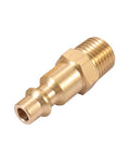 Heavy Duty Brass Quarter Inch NPT Male Industrial Air Hose Quick Connect Adapter Kit With Air Couplers And Plugs Ten Piece Set Compatible With Industrial M Style Type D Couplers For Hoses And Air Tools