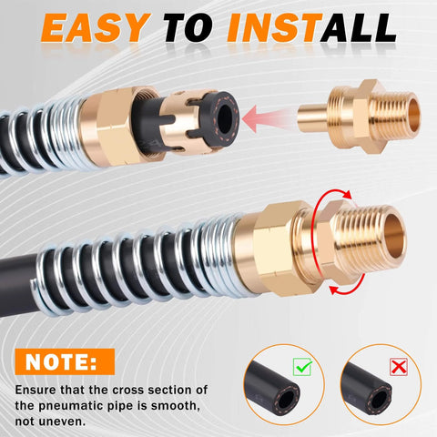 Brass One Half Inch Air Hose Fittings Kit With Spring Guards, DOT Compliant Air Brake End Fittings, Four Pack, assembly guide