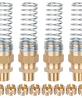 Brass One Half Inch Air Hose Fittings Kit With Spring Guards, DOT Compliant Air Brake End Fittings, Four Pack, Male Connectors For Rubber Tubing, Includes Eight Fitting Sleeve Tubes For DIY Friendly Install