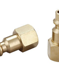 Industrial Type D 1/4-Inch NPT Brass Air Hose Fittings And Quick Connect Coupler Plug Kit, FNPT Female, Solid Brass 2-Piece Set