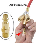 Hands connecting 10 Pack One Quarter Inch NPT Male And Female Industrial Air Hose Quick Connect Plug Brass Finish Heavy Duty Workhorse For Air Compressors