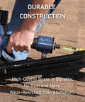 Person using tool with Brass Quarter Inch NPT Male Air Hose Quick Connect Adapter Kit Industrial Type D Coupler