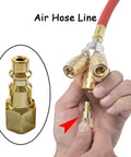 10 Pack One Quarter Inch NPT Male And Female Industrial Air Hose Quick Connect Plug Brass Finish shown in use
