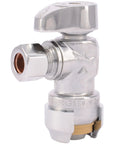 Brass Push Angle Stop Valve 1/2 In By 3/8 In Compression Chrome Finish Ideal For Tight Spots Easy Water Shutoff For Faucets Toilets Or Appliances
