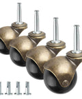 Brass Vintage Antique 2 Inch Ball Caster Wheels Set of 4 Heavy Duty with 5/16 x 1 1/2 Inch Wheels Sleeve Mount for Furniture