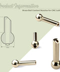 Brass Ball CNC Nozzle 12mm Diameter, 27mm Length with Slanted 4mm Hole for High Pressure Cooling in CNC Lathes
