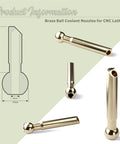 5 Pack 10Mm Brass Ball CNC Nozzle With Slanted Hole And Screw Lock, showing side and angle views for jewelry lathes.