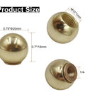Brass Ball Lamp Finials Caps Knob 20mm Round Solid Screw Cap Cover With Reducing Adapter 19x18mm Brass Tone Finial Set, size details