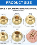Brass Ball Finial Nuts Kit For Lighting Fixtures M3 M4 M5 M6 Threaded Cap Nuts 20 Pieces Decorative Lamp Screws 7.5mm 12mm