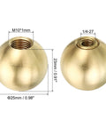 Brass Ball Lamp Finials Caps Knob 25mm 1 Inch 2 Piece Set for lamp shade harp top decoration and furniture lighting, screw cap nuts