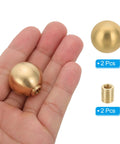 Brass Ball Lamp Finials Caps Knob 25mm 1 Inch 2 Piece Set displayed on a hand with screw cap nut, decorative hardware for lamp shade harp top.