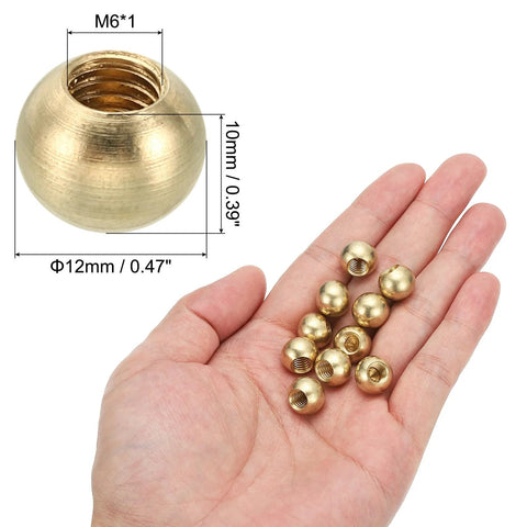 Brass Ball Lamp Finial M6x1 Thread Cap Nuts Knob Set 30 Pack For Furniture Lighting And DIY Projects in hand, size details shown