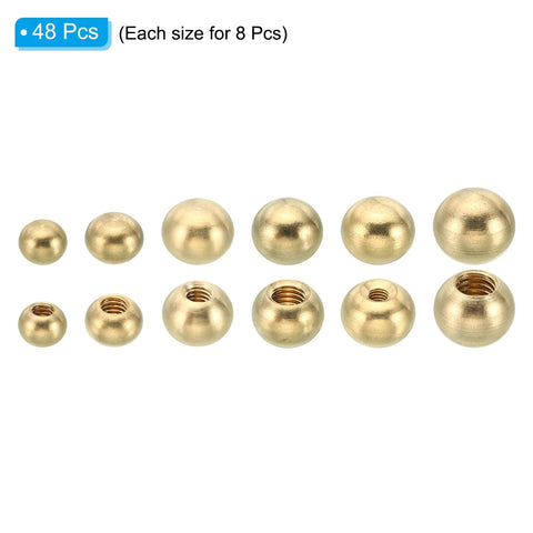 Brass Ball Lamp Finials And Nut Covers Set For Furniture Lighting DIY Projects 48 Pieces Including Six Thread Sizes M3x6mm M3x10mm M4x10mm M4x7.5mm M5x10mm M6x12mm Brass Tone Ideal For DIY Furnishings And Lighting Enhancements Easy To Install