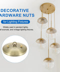 Brass Ball Finial Nuts Kit For Lighting Fixtures M3 M4 M5 M6 Threaded Cap Nuts shown in pendant light display