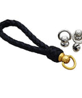 Solid Brass Ball Studs 6 Pack 360 Degree Rotating Leather Rivets With D Ring And Chicago Screw Back, shown with woven handle.