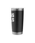 Black tumbler side view with Brass Balls - Funny Saying Sarcastic Novelty Guys Cool Men Stainless Steel Insulated Tumbler design.