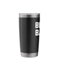 Brass Balls - Funny Saying Sarcastic Novelty Guys Cool Men Stainless Steel Insulated Tumbler, black with white lettering, front view