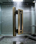 Sliding Barn Door Pulls Set Heavy Duty Flush Handle With Rustic Two Sided Design Antique Brass Finish Suitable For Kitchen Pantry Garage Shed Gate Doors Multi Door Compatible Durable Door Hardware viewed in a manufacturing setting