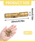 Product size for 20mm concealed brass barrel hinges, 4mm bore, shown in hand, pack of 32. Hidden Concealed Brass Barrel Hinges For Wooden Jewelry Boxes And Keepsake Cases With Invisible Cylinders For Small Cabinet Doors 20mm 32 Pack DIY Friendly Built From Solid Brass For Long Life Corrosion And Tarnish Resistance By Nextpal.