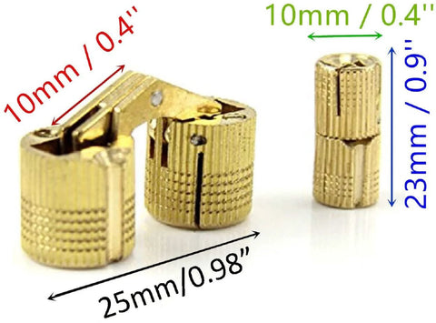 MIAO JIN brass concealed cabinet hinges, 12 pcs, 10 mm barrel, 180° opening