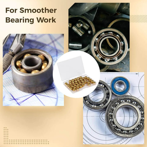 40 Piece Brass Bearing Balls Set Half Inch Diameter With Polished Surface Corrosion Resistant Includes Clear Storage Box