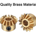 Bevel Gear Set 2pc 0.8 Module 1 To 1 Reduction 15 Teeth Gear 4mm Hole 45 Degree, brass material