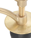 Close-up of brass boat deck drain plug with rubber gasket and threaded stem