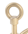 Brass eye bolt with threaded shaft, close-up view of marine deck hardware