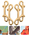 4 Pack 3.5 Inch Brass Double Ended Bolt Snap Clips Heavy Duty for dog leashes, awnings, and boating; corrosion-resistant close-up view