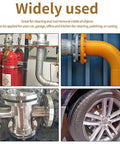 Image showing the diverse applications of 6 Pieces Brass Bore Brushes in Different Sizes for cleaning pipes and automotive parts.