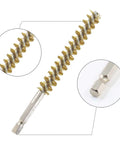 Close-up of 6 Pieces Brass Bore Brushes in Different Sizes with 1/4 Inch Hex Shank for Power Drill, showing bristles and hex connection.