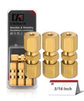 Pack Of 2 Brake Line Fittings Kit Union For Three Sixteenth Inch Tube OD To Three Sixteenth Inch Tube OD Connector