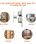 Double Ball Tension Roller Catch Latch Set 2.75 Inches for cabinet and furniture door uses shown in cabinet, cupboard, wardrobe, and bookcase.