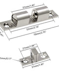 Double Ball Tension Roller Catch Latch Set 2.75 Inches For Cabinet Closet And Furniture Doors Solid Brass Hardware With Screws Chromium Plated
