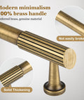 Close-up of antique solid brass cabinet handle with brushed bronze finish, highlighting solid thickening and durability.