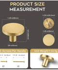 Solid Brass Brushed Gold Cabinet Knobs Set Featuring Heavy Duty Real Brass Construction And Elegant Brushed Finish 1-1/8 Inch