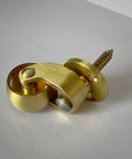 Solid Brass Caster Wheel Set 25mm Diameter 360 Degree Swivel With Screw Fitting Vintage Style Furniture Casters Quiet Smooth Rolling 150kg Load Capacity Per Caster Durable Wear Resistant Polished Brass Set Of 4, front view of a single caster.