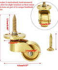 Universal Brass Caster Wheels 21mm 360 Degree Swivel Stem Casters Set Of 4 With 12 Screws Heavy Duty Furniture Replacement