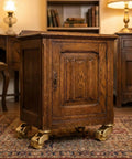 Wooden cabinet on Universal Brass Caster Wheels 21mm 360 Degree Swivel Stem Casters Set Of 4 in a vintage room setting.