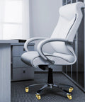 Office chair with Universal Brass Caster Wheels 21mm 360 Degree Swivel Stem Casters Set Of 4 installed on the base.