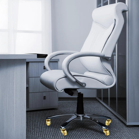 Office chair with Universal Brass Caster Wheels 21mm 360 Degree Swivel Stem Casters Set Of 4 installed on the base.