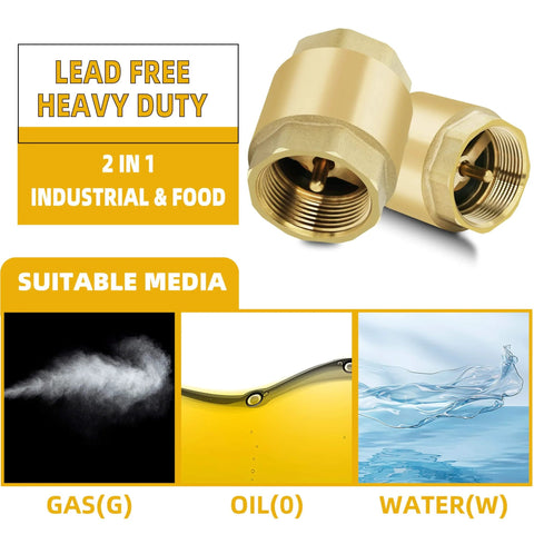3/4 Inch NPT Brass Vertical Check Valve With Inline Spring Lead Free One Way Backflow Preventer for oil, water, gas, air DN20