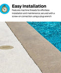 4 Inch Slotted Brass Cleanout Plug For Drain Waste And Vent Setups Eastman 42004 installed on concrete near a pool