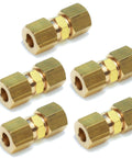 Brass Ice Maker Water Line Compression Fittings Pack Of Five Quarter Inch Outer Diameter To Quarter Inch Outer Diameter With Hex Heads