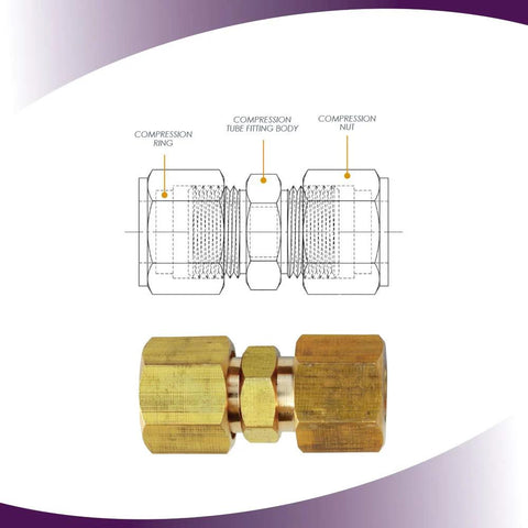 Brass Ice Maker Water Line Compression Fittings Pack Of Five Quarter Inch Outer Diameter To Quarter Inch Outer Diameter With Hex Heads