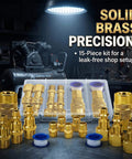 15-Piece Air Compressor Fittings Kit With 1/4 NPT Quick Connects, Solid Brass Connectors, and Storage Case in workshop