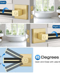 Three Pack Brass Door Handles With Black Leather Levers, Gold Privacy Door Levers for Bed and Bath showing left and right open options.